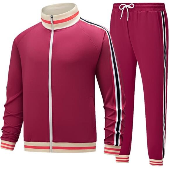 NEW Men's Track suits Sets Long Sleeve Full-zip Sweatsuit Active Jackets and - Picture 2 of 5